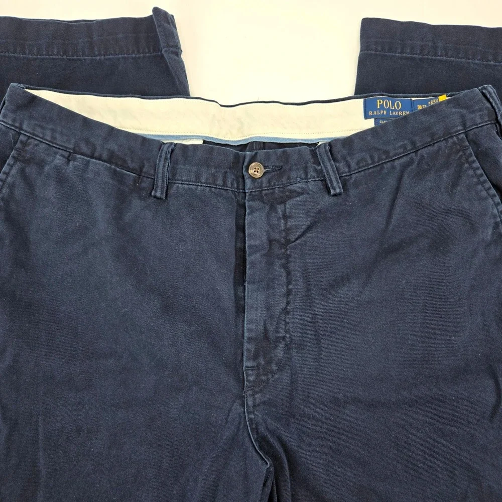 Polo Ralph Lauren Classic Fit Chino Pants 38x32 Navy Blue‎ Twill Cotton Trousers